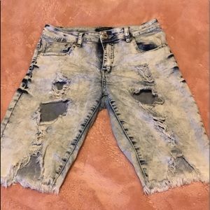 Acid wash biker shorts